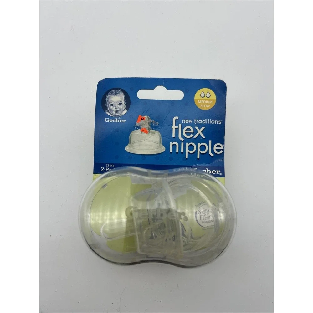 Gerber New Traditions Mouth Flex Nipple 2-Pack Medium Flow 78444 VTG 2001